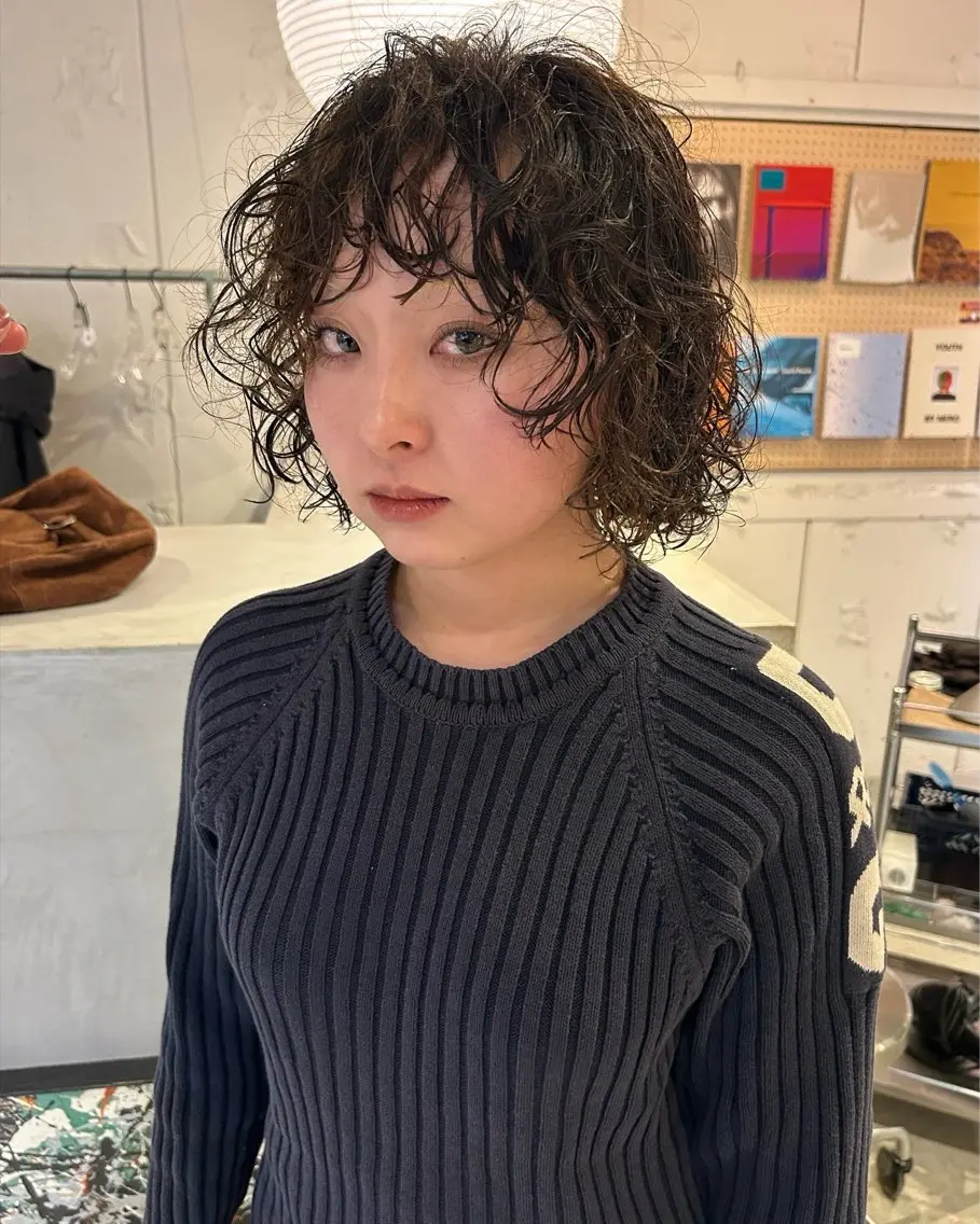 ショート パーマ ボブ カット パーマ トリートメント 村上雅人 ナチュラルモードのヘアスタイル
