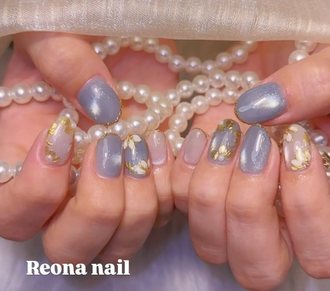 ネイル ジェルネイル ハート マグネットネイル ミラーネイル パラジェル Reona Nailのネイルデザイン
