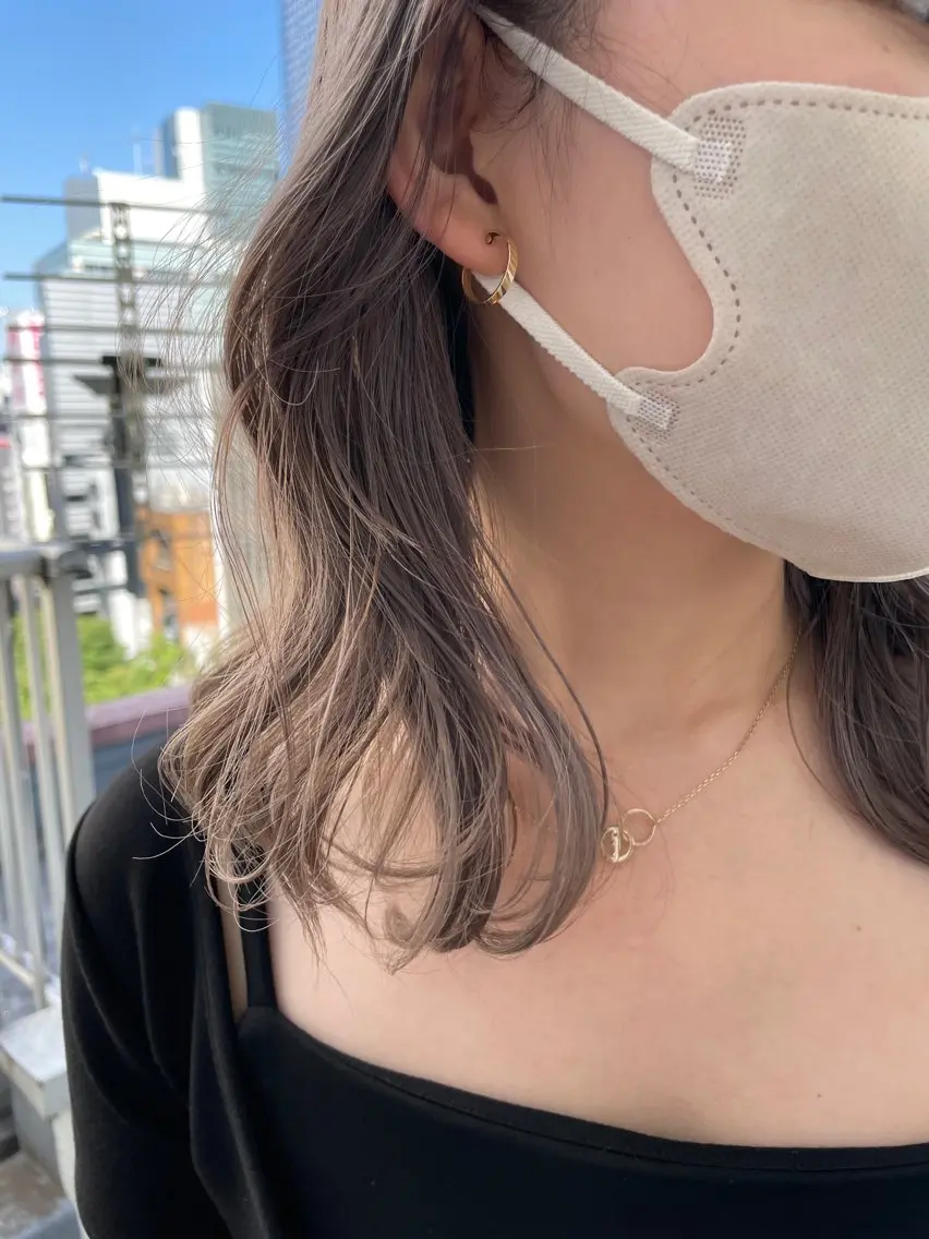 ミディアム カラー ヘアアレンジ ヘアカラー トリートメント 具志堅 良のヘアスタイル