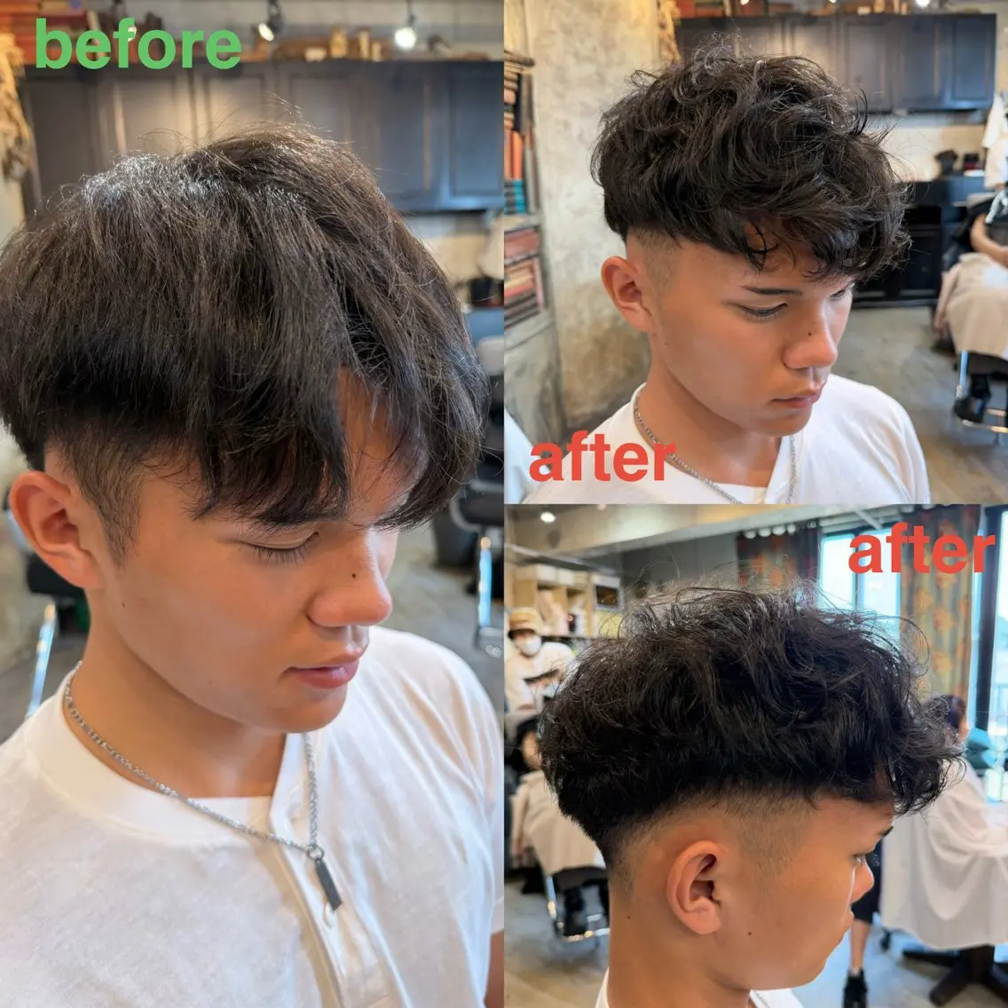 ショート パーマ ヘアアレンジ メンズ フェードカット メンズパーマ 刈り上げ カット パーマ 🍀Ryosuke 🍀のヘアスタイル