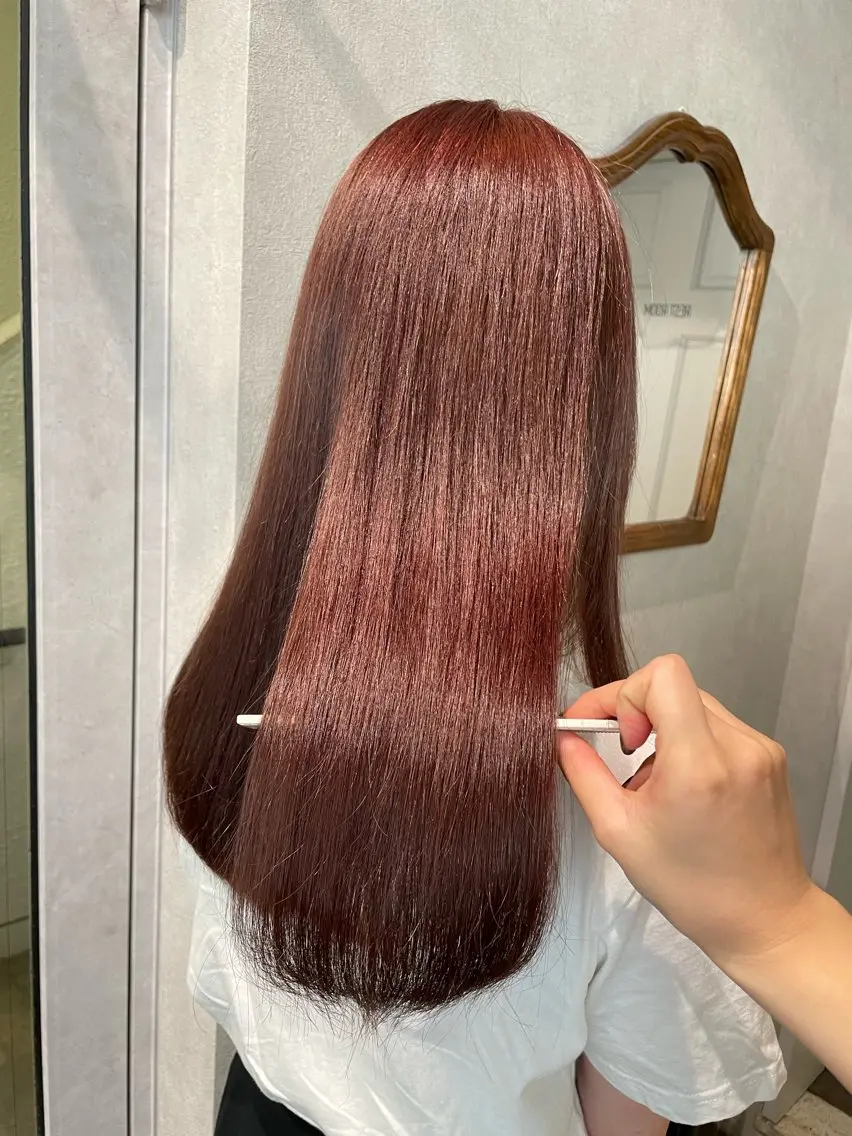 セミロング カラー ブリーチ ブラウンカラー ブリーチなしカラー ピンクカラー ピンクブラウン ヘアカラー ナチュラル透明感🌱 小山美樹子のヘアスタイル