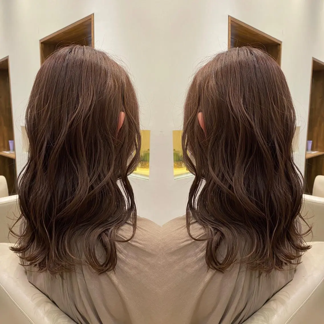 ミディアム カット ヘアカラー トリートメント 鈴木 奈波のヘアスタイル