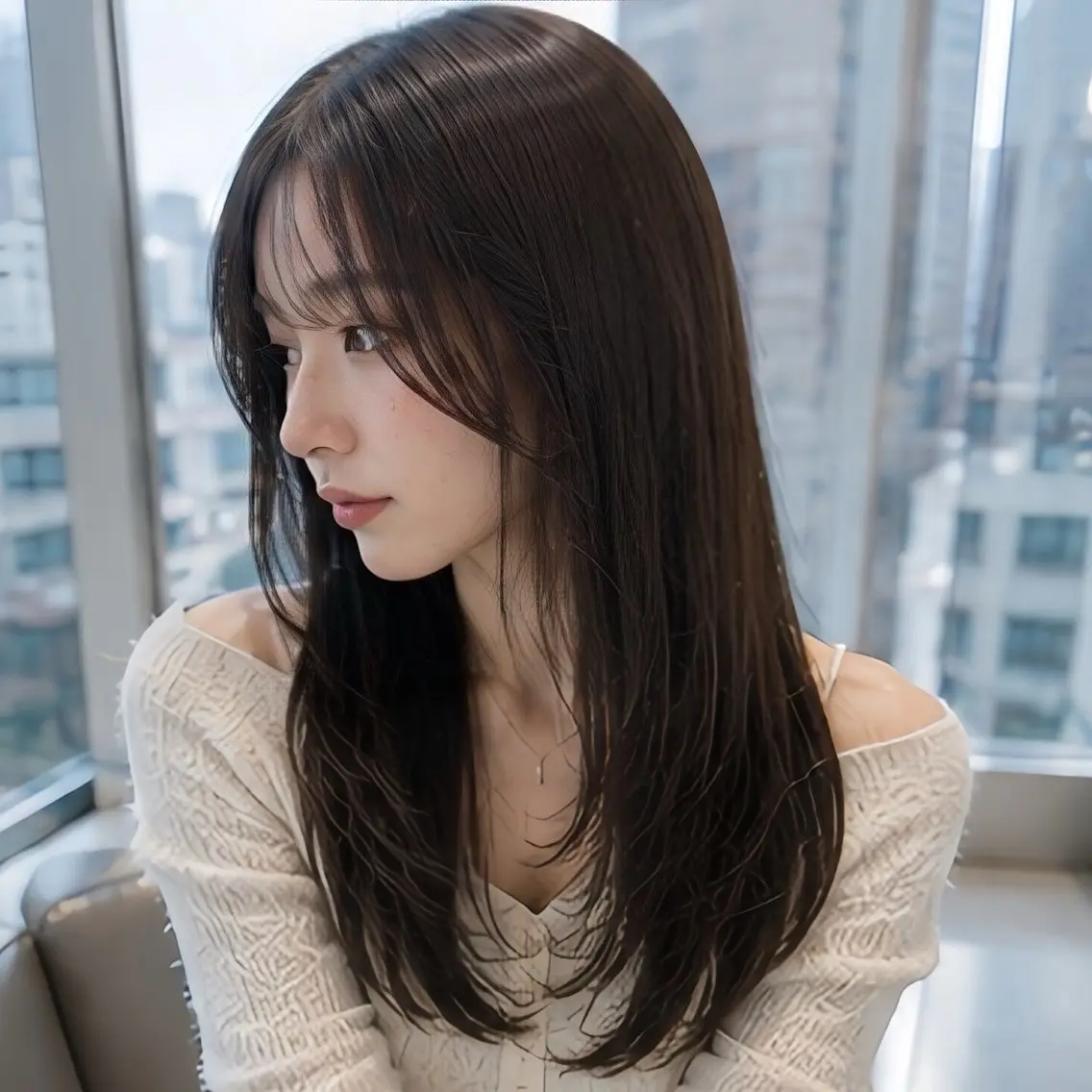 ロング カラー カット ヘアカラー 縮毛矯正 縮毛矯正/レイヤー/ 前髪カット/おばかんのヘアスタイル