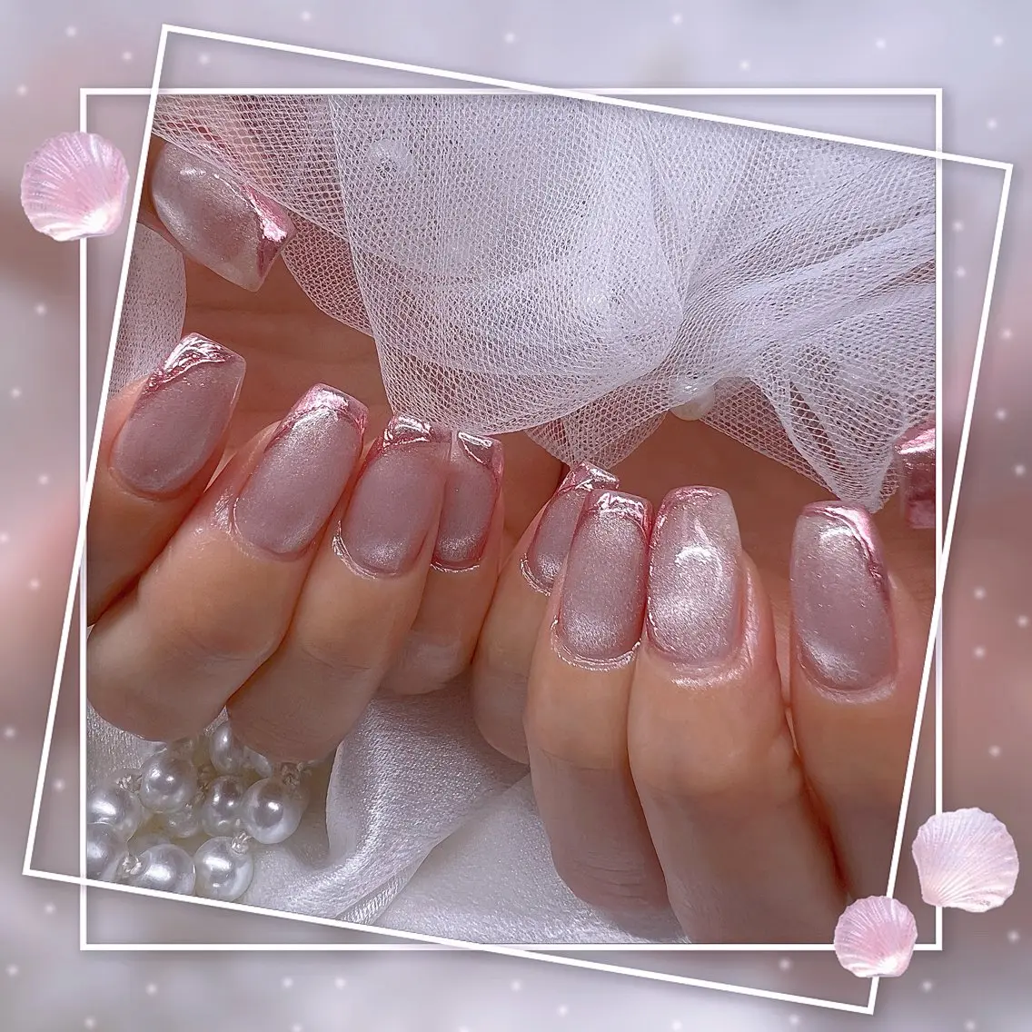ネイル チークネイル フレンチネイル グラデーション マグネットネイル マグネットフレンチ ハンドネイル Chill Nailsalonのネイルデザイン