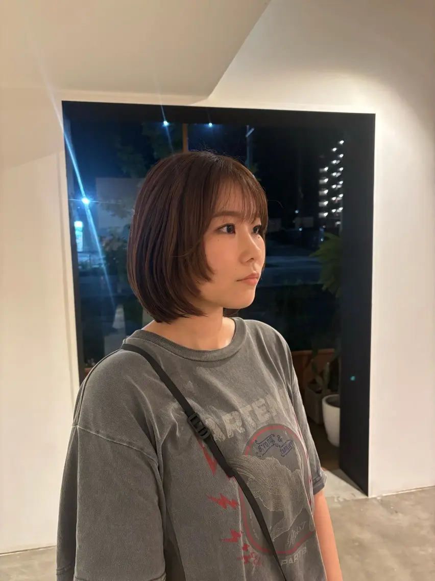 ミディアム ボブ 顔周りカット レイヤーカット Takahashi Noa🍊のヘアスタイル