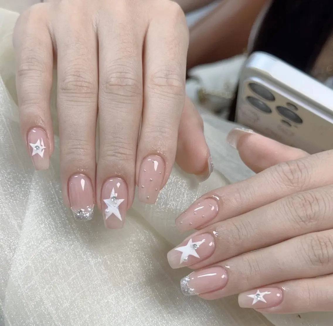 ネイル オーロラネイル チークネイル 長さ出し フットネイル フレンチネイル ╹◡╹MimoEye lash🌻Nailのマツエク・マツパデザイン