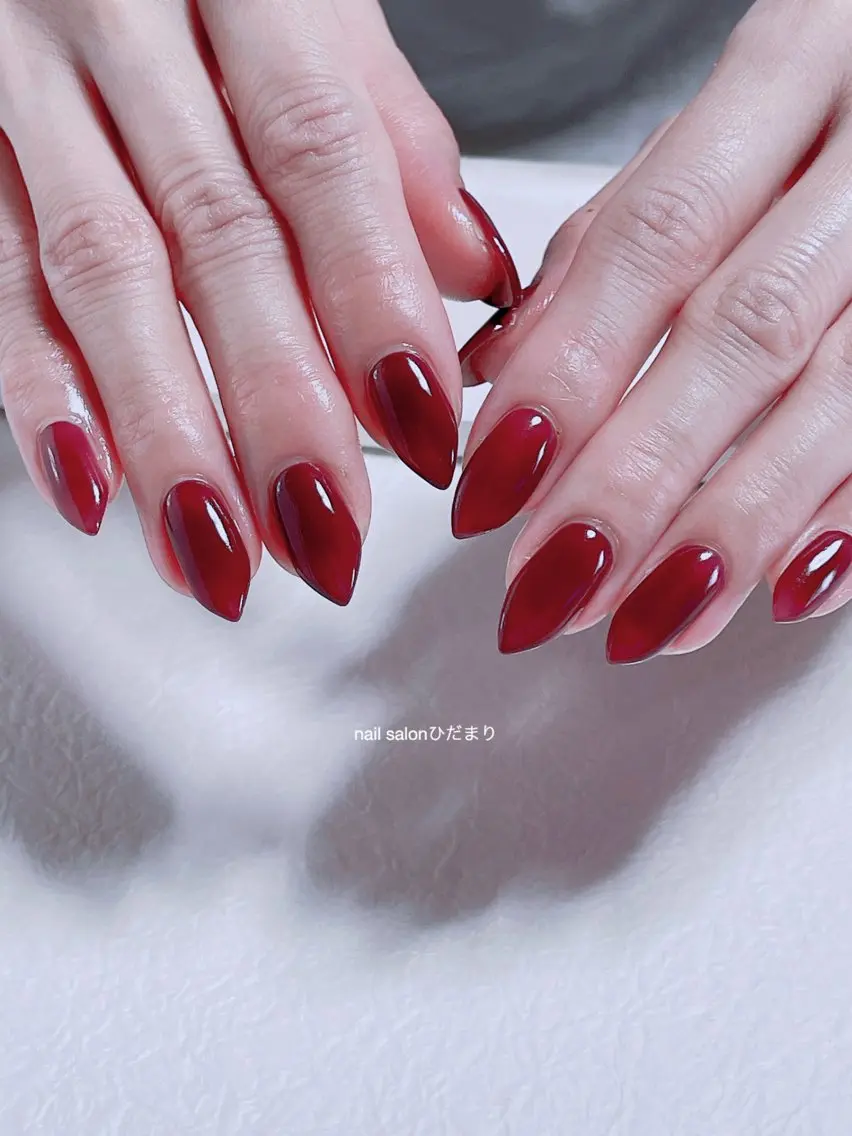 ネイル ボルドー ワンカラーネイル ハンドネイル NailSalon ひだまりのネイルデザイン