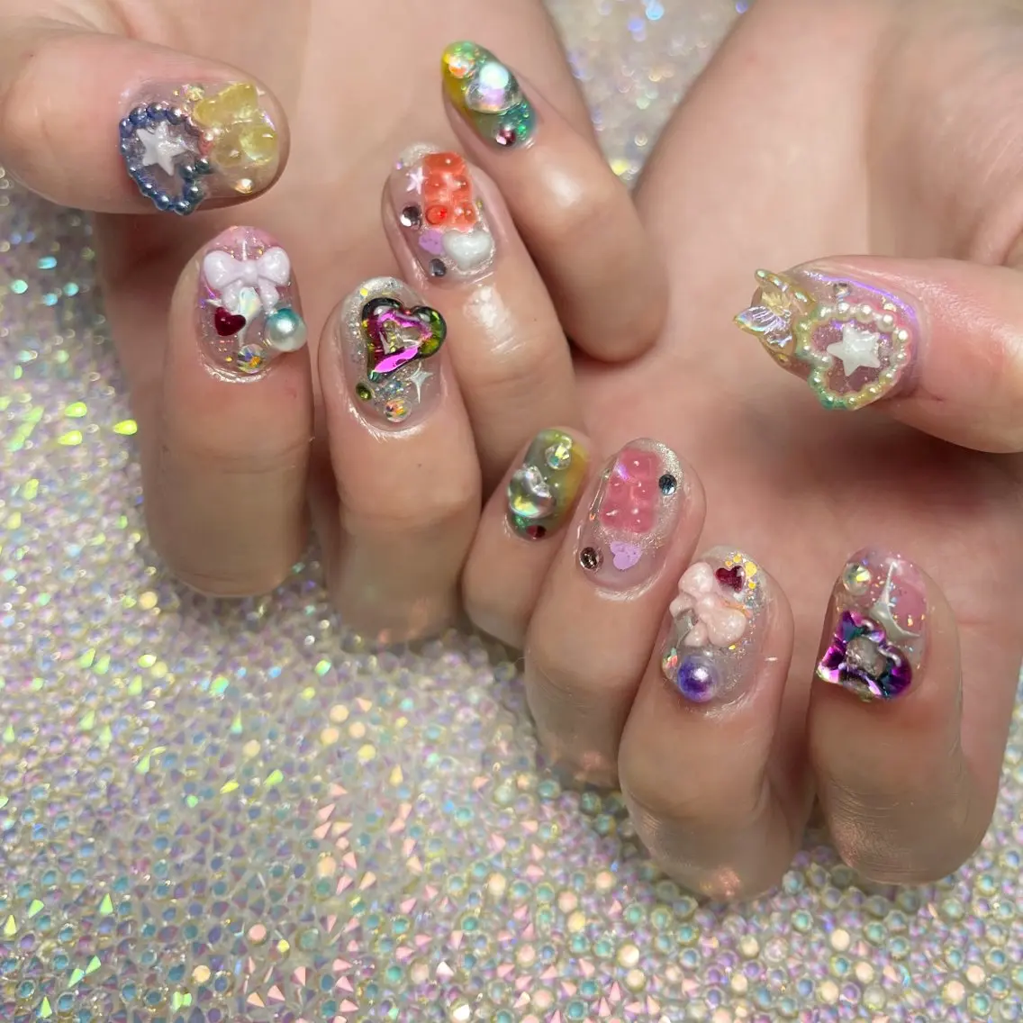 ネイル アートネイル フットネイル ジェルネイル キラキラネイル 韓国ネイル Y nail なんば堀江店のネイルデザイン