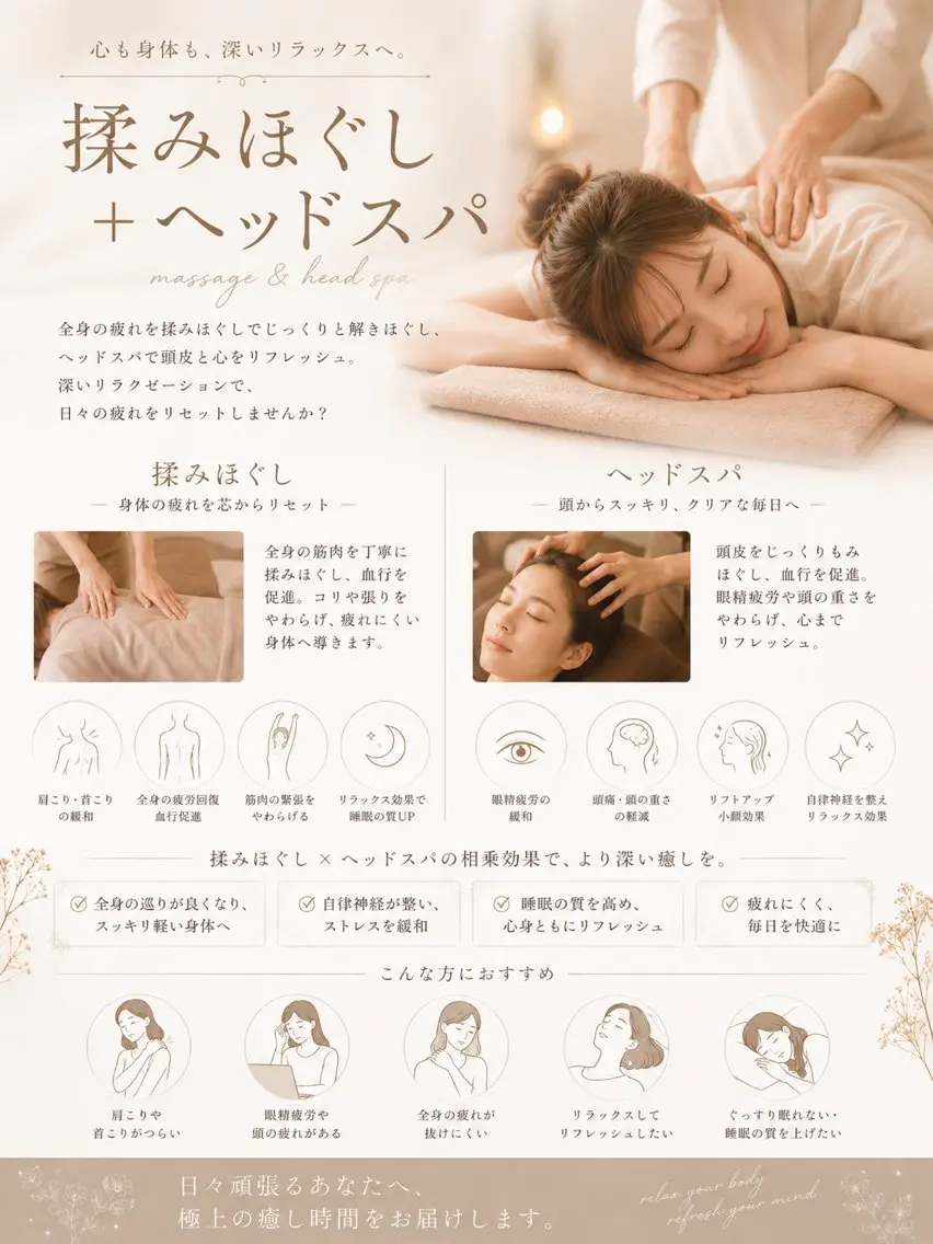 もみほぐし＋ドライヘッドスパの写真