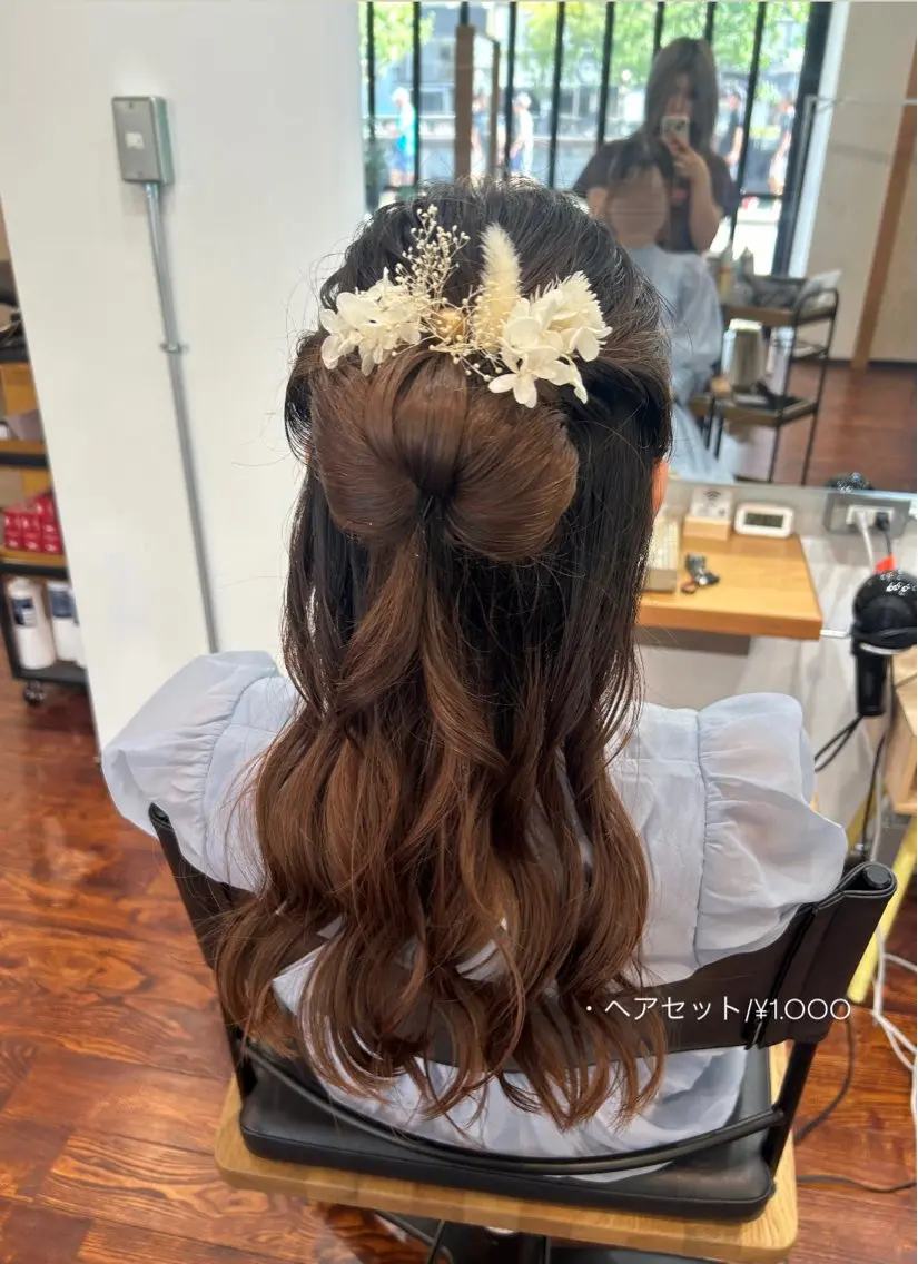ロング ヘアアレンジ ハーフアップ ヘアセット 佐藤光華/JANU /カラーモデルのヘアスタイル