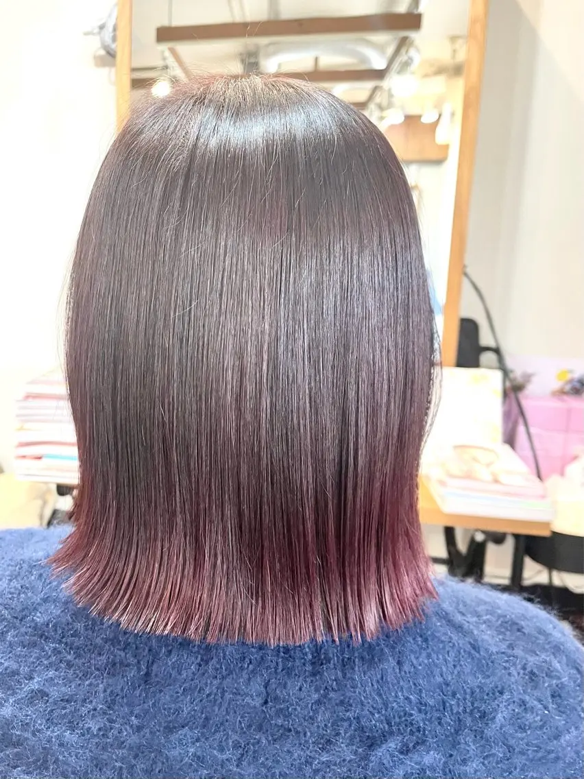 ミディアム 切りっぱなしボブ ボブ 髪質改善 トリートメント 山木 裕子のヘアスタイル