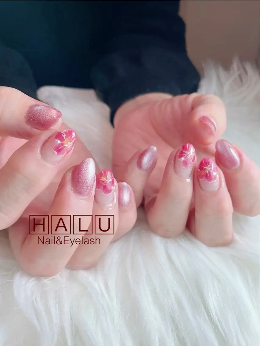 ネイル フラワーネイル ニュアンスネイル HALU ハルのネイルデザイン