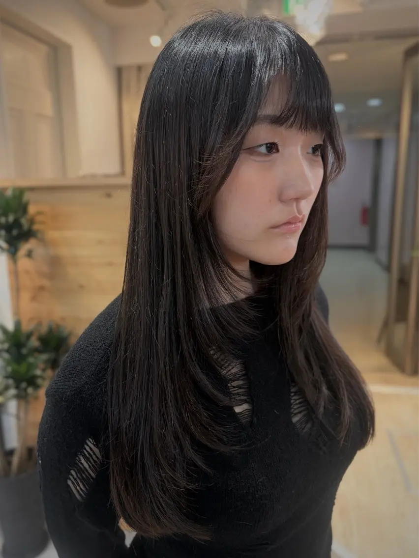 ロング レイヤーカット カット トリートメント cana 札幌レイヤースタイルのヘアスタイル