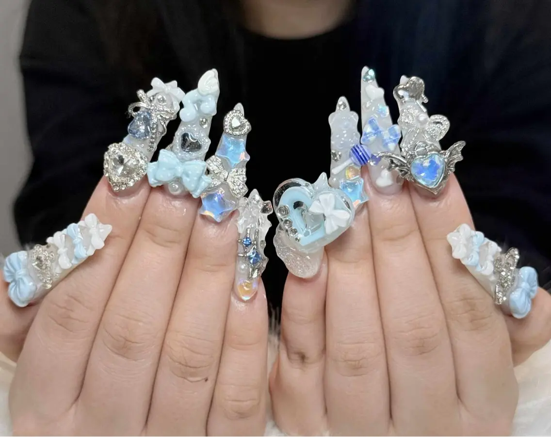 💎【量産型・地雷系】ゴテゴテネイル 🎀 長さだし10本 + パーツつけ放題の写真
