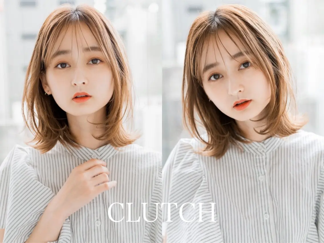 ミディアム カット ヘアカラー トリートメント ヘッドスパ 顔周りカット 髪質改善/艶カラーのヘアスタイル