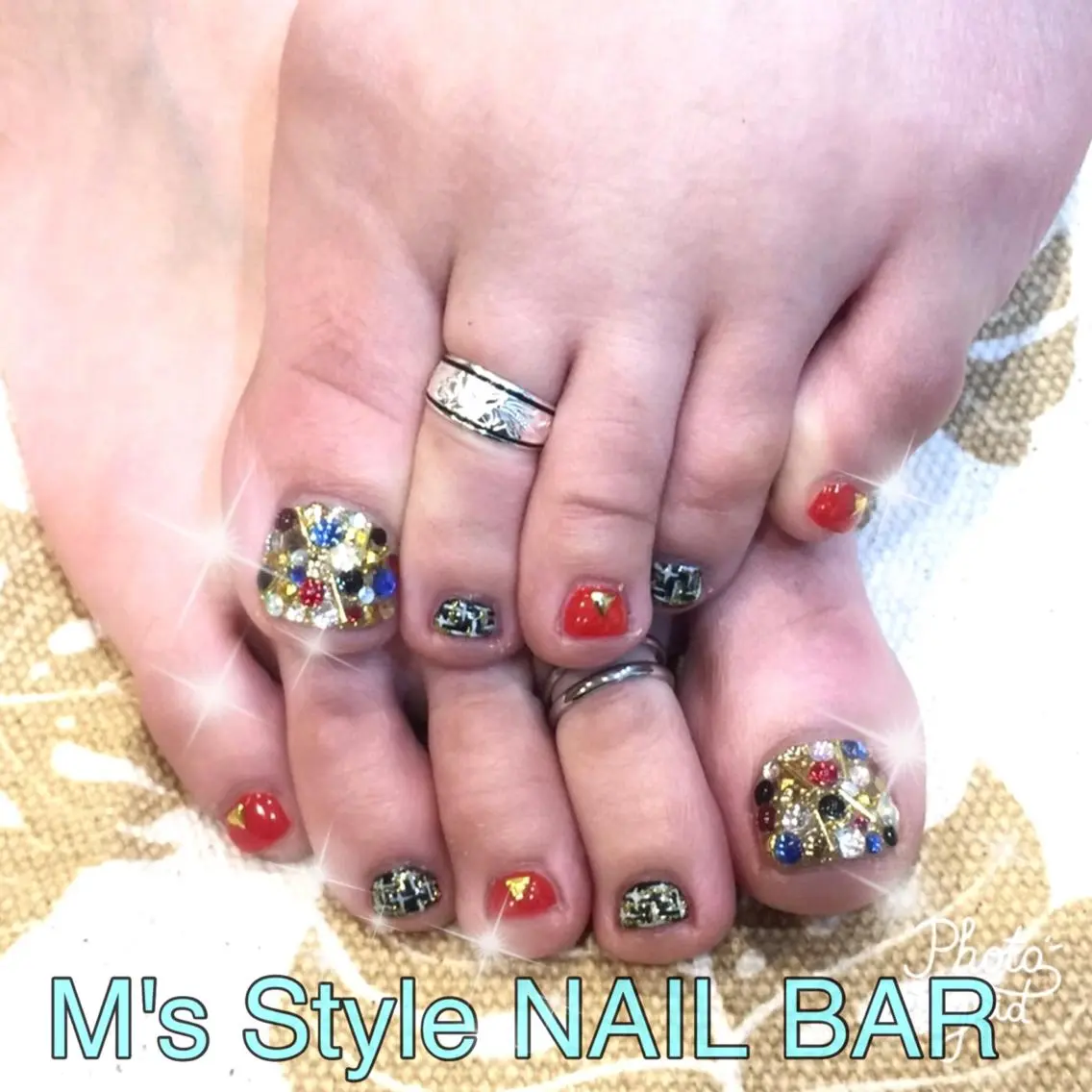 ネイル フットネイル ジェルネイル ショートネイル ストーンネイル M's Style NAIL BARのネイルデザイン