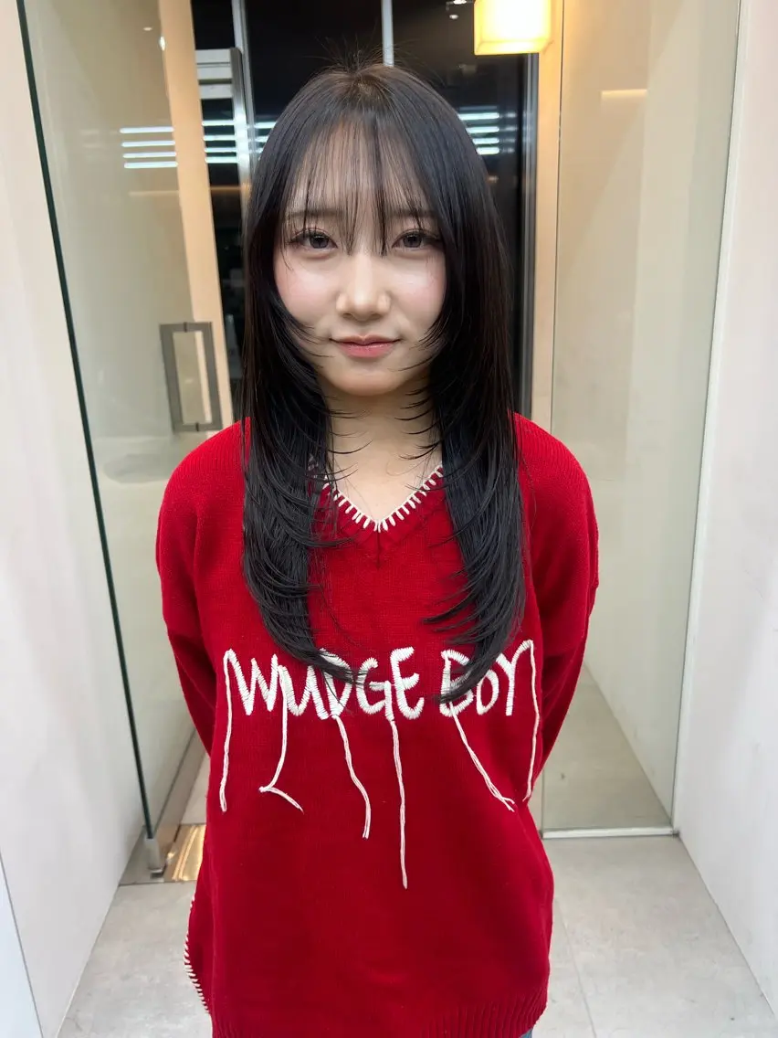 ロング カラー ハッシュカット レイヤーカット カット ヘアカラー トリートメント 吉沢遣人/レイヤー 艶カラー/抜け感のヘアスタイル