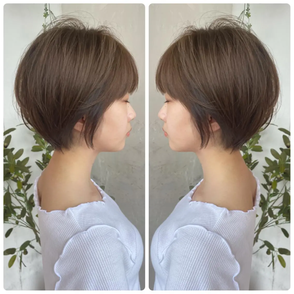 ショート カラー ショートボブ ハンサムショート 丸みショート デザインカラー ハイライトカラー カット ヘアカラー トリートメント 京都大人女性ショート 徒歩1分/秋山のヘアスタイル