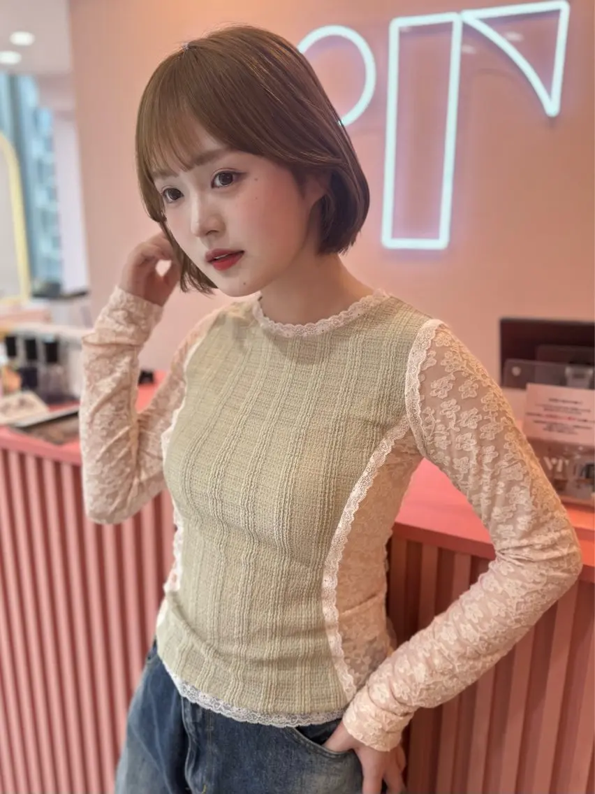 ショート 顔周りカット 韓国風ヘア レイヤーカット 似合わせカット 小顔カット カット ヘアカラー トリートメント 顔周り/透明感カラー REINA𓍯のヘアスタイル