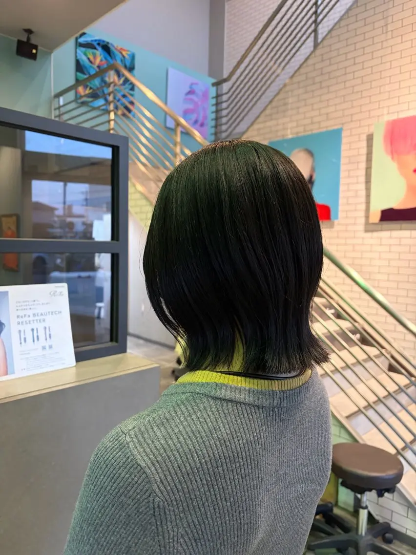 ミディアム 切りっぱなしボブ ボブ レイヤーカット カット 🫧古田 穂香🫧パーマモデルのヘアスタイル