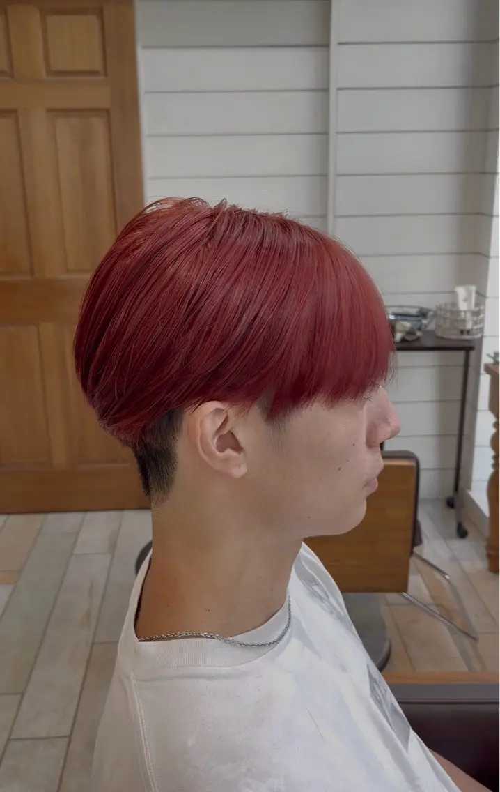 カラー メンズ メンズブリーチ ブリーチ レッドカラー カット ヘアカラー Yuuta/渋谷/ メンズカット/カラーのヘアスタイル