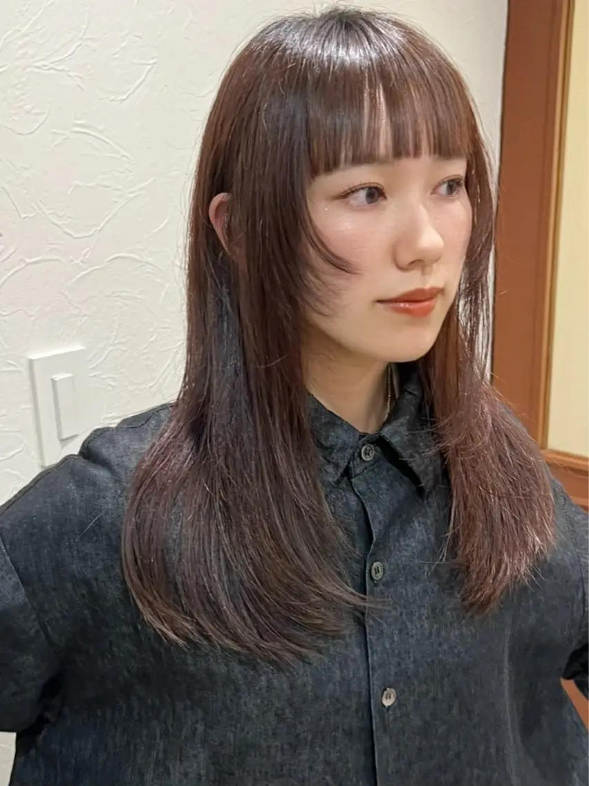 セミロング カラー カット 縮毛矯正 トリートメント ヘッドスパ Kasumi /伏見 /髪質改善/ロングのヘアスタイル