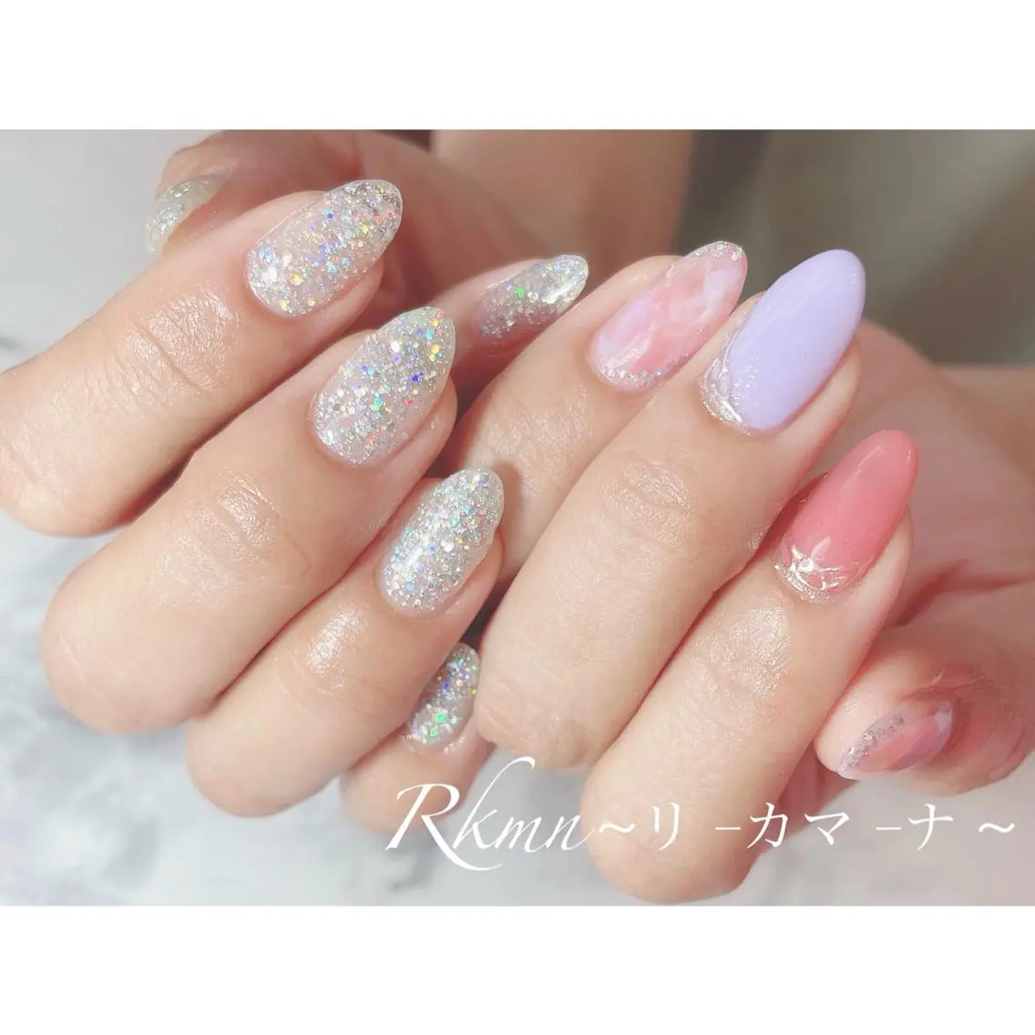 ネイル アートネイル フレンチネイル ジェルネイル グラデーション ラメ(グリッター) ハンドネイル フットネイル ハンドケア Rkmn ~リ-カマ-ナ~のネイルデザイン