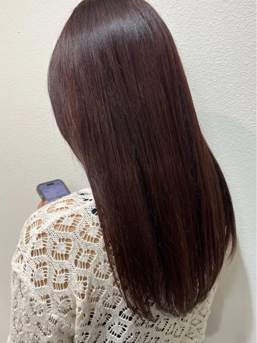 ロング カラー ブラウンカラー レッドカラー レッドブラウン suzuka/透明感 /顔周り/美髪矯正のヘアスタイル