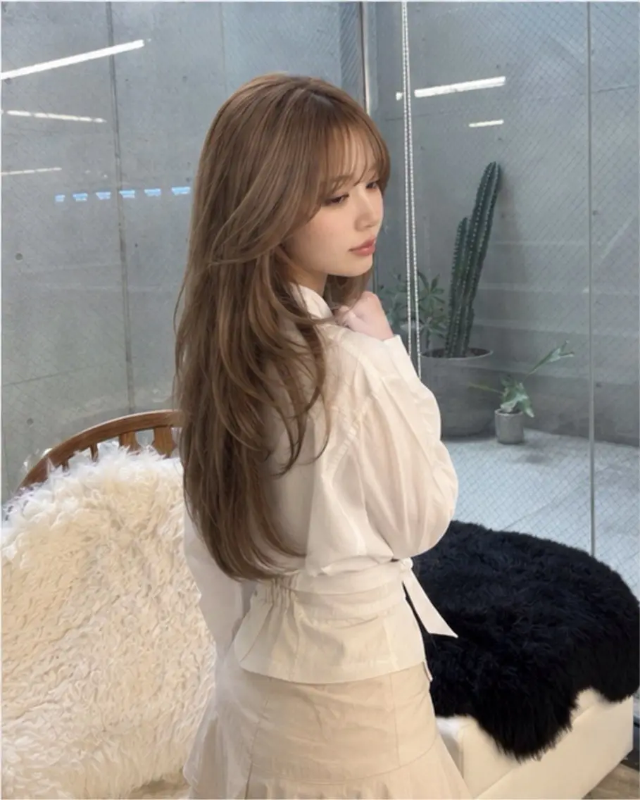 ロング ハッシュカット 韓国風ヘア レイヤーカット トリートメント カット pia 薬院のヘアスタイル