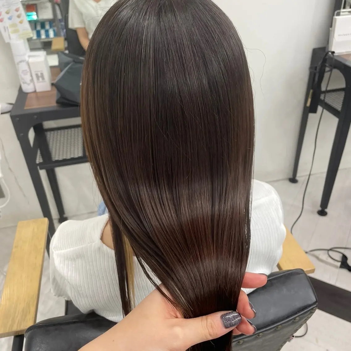 ロング カラー パーマ ヘアアレンジ メンズ 髪質改善 トリートメント 酸性ストレート ストレートパーマ mona/ ストレートスタイル✨のヘアスタイル