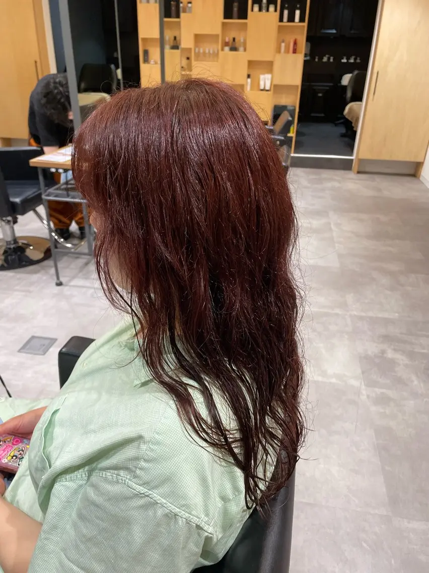 ロング カラー レッドカラー ヘアカラー ひたちなか╱カラー╱ カラーリスト武田のヘアスタイル
