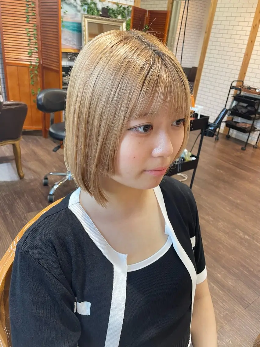 ショート ボブ 姫カット 髪質改善カラー💛 NANOHAのヘアスタイル