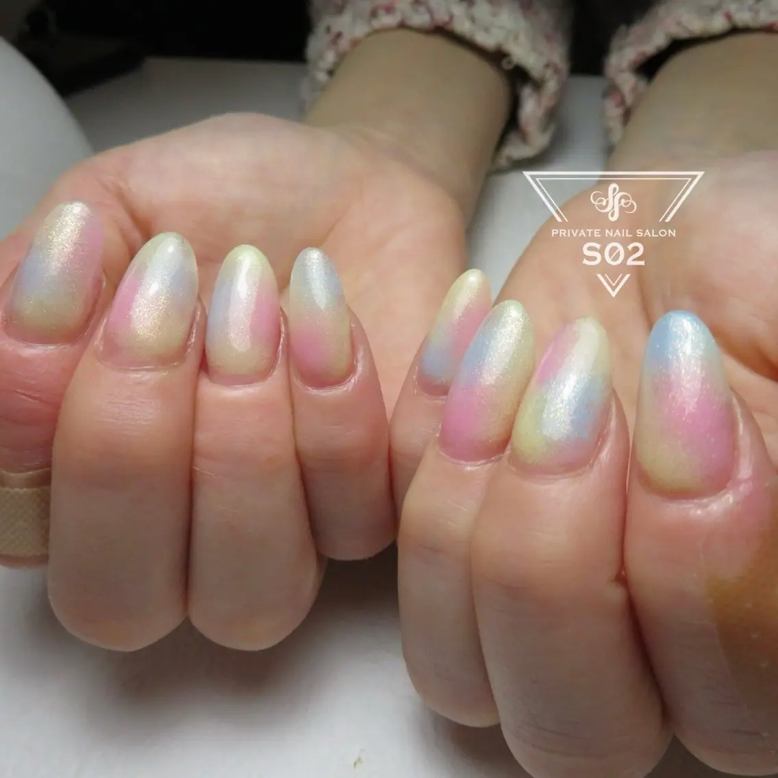 ネイル 水色 春ネイル 黄色 S02 𝙲𝚑𝚒𝚎のネイルデザイン