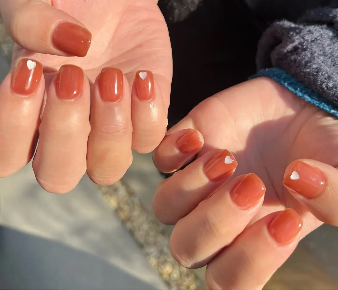 ネイル ハート ワンカラーネイル ハンドネイル HazeGrass NAILのネイルデザイン
