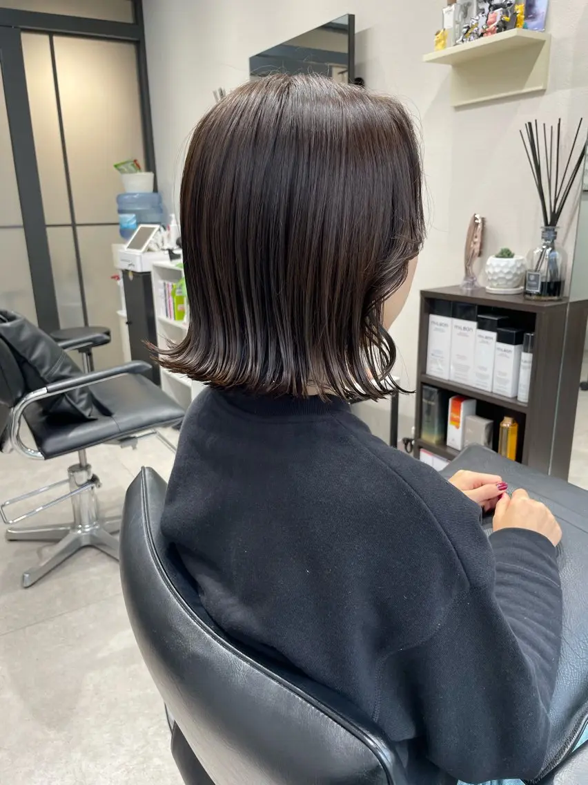 ミディアム カラー カット ヘアカラー トリートメント 髪質改善will hairdesignのヘアスタイル