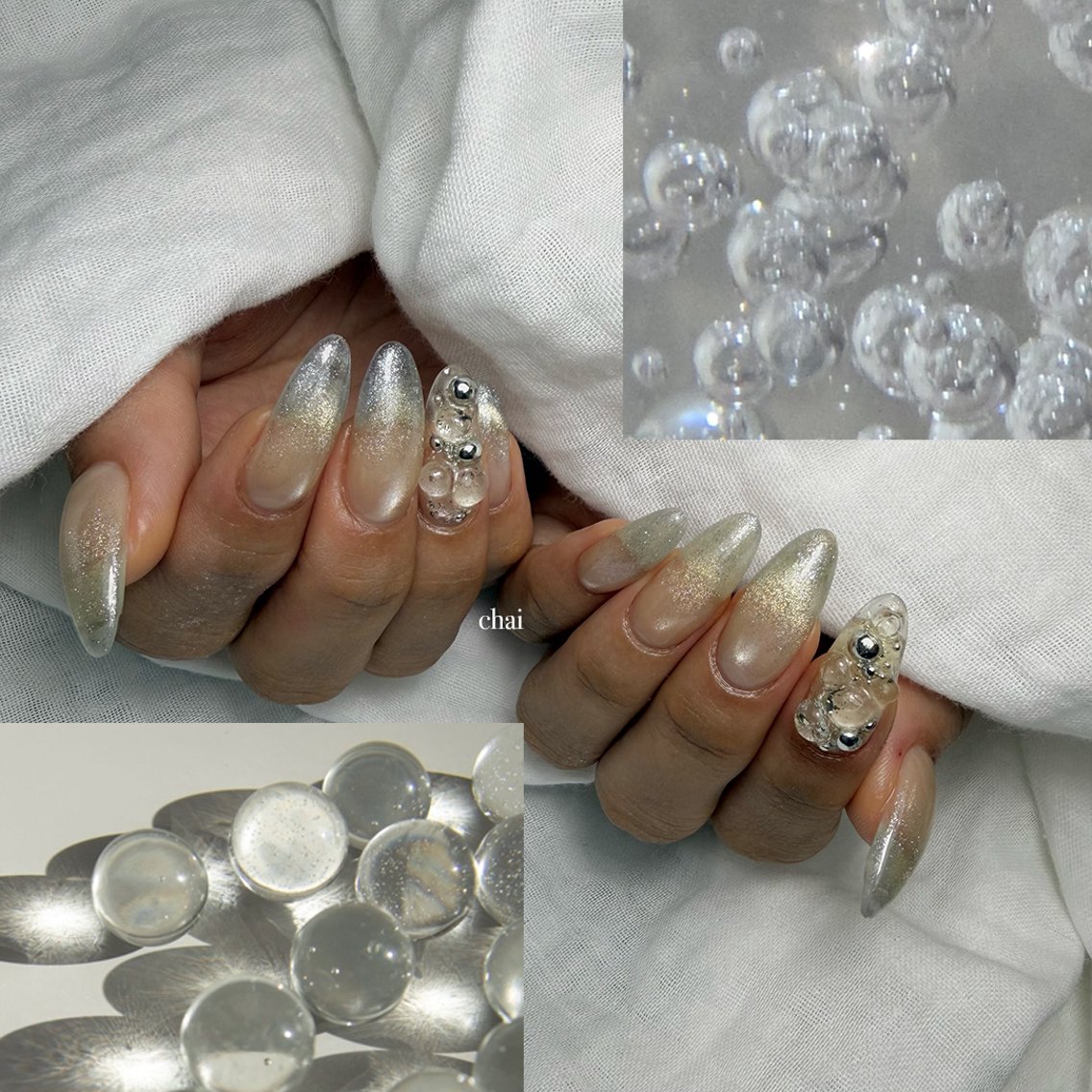 ネイル クリアネイル ジェルネイル 氷ネイル・うるうるネイル マグネットネイル パラジェル ハンドネイル chai nail +  eye📍鶴橋のネイルデザイン