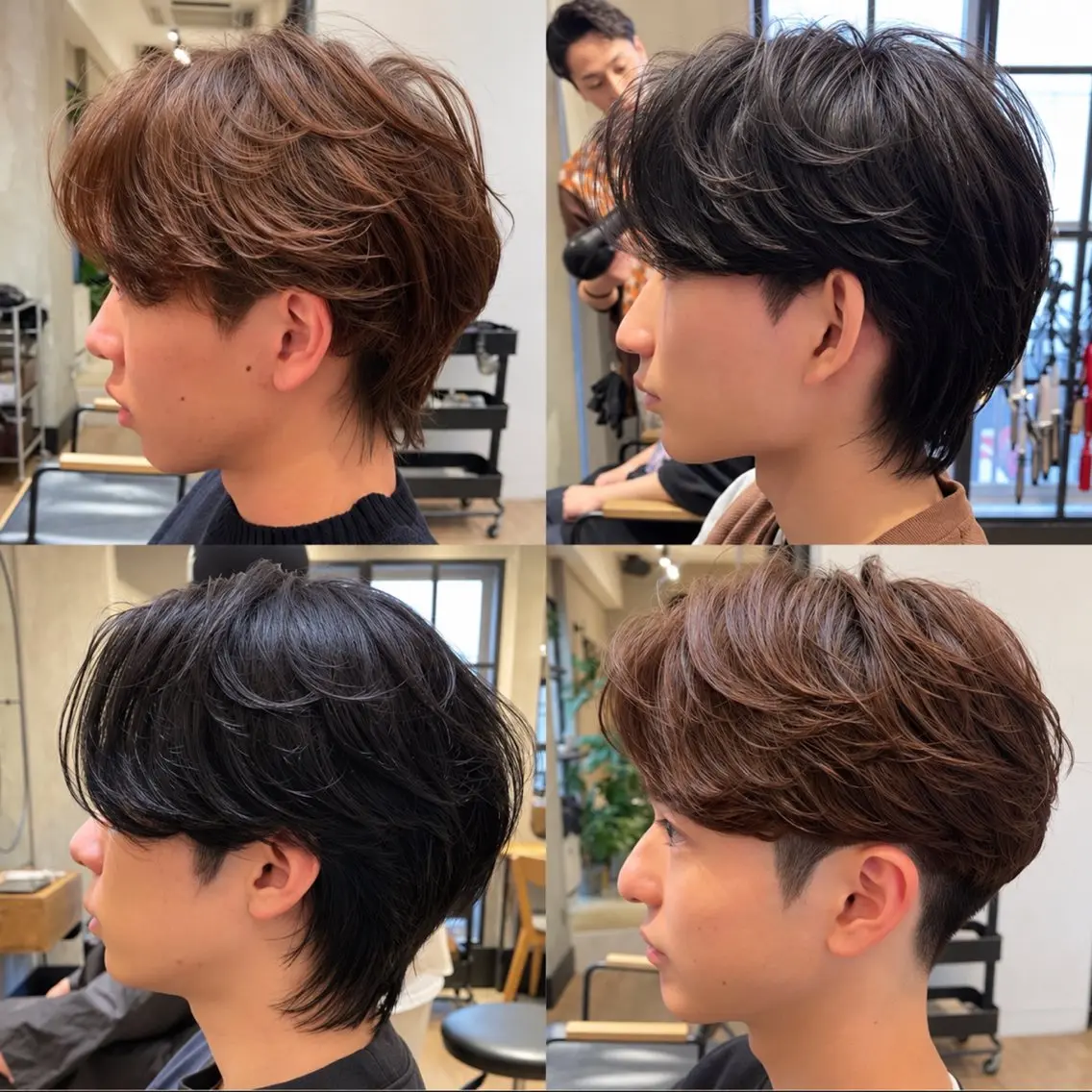 ショート パーマ メンズ ビジネス センターパート フェードカット フェザーパーマ メンズ韓国風 カット パーマ トリートメント ヘアセット メンズパーマ特化 TAKE高崎駅のヘアスタイル