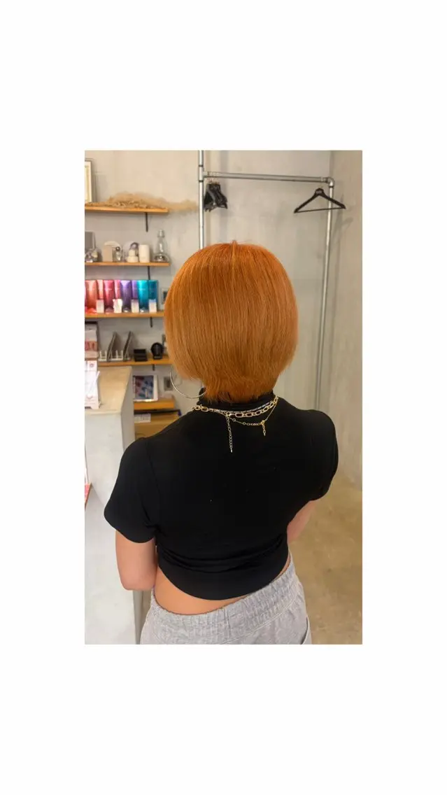ショート カラー ベージュカラー オレンジ オレンジベージュ 楓恋🎀ブリーチ・カ ラーモデル募集中🎀のヘアスタイル