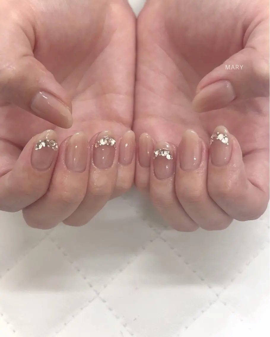 ネイル チークネイル ニュアンスネイル ピンク ピンクベージュ ハンドネイル Mary nail .narumiのネイルデザイン