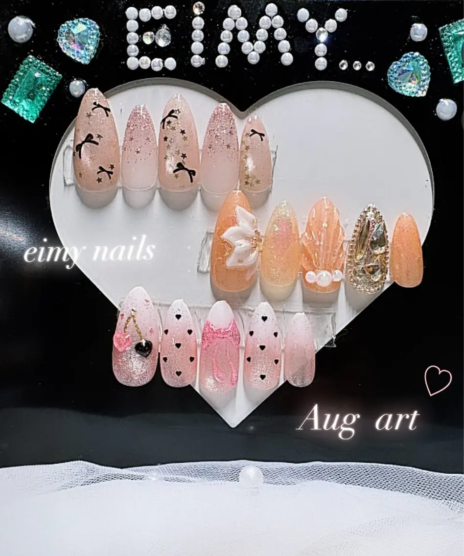 ネイル アートネイル ドット グラデーション ハート マグネットネイル ハンドネイル eimy nails♡のネイルデザイン