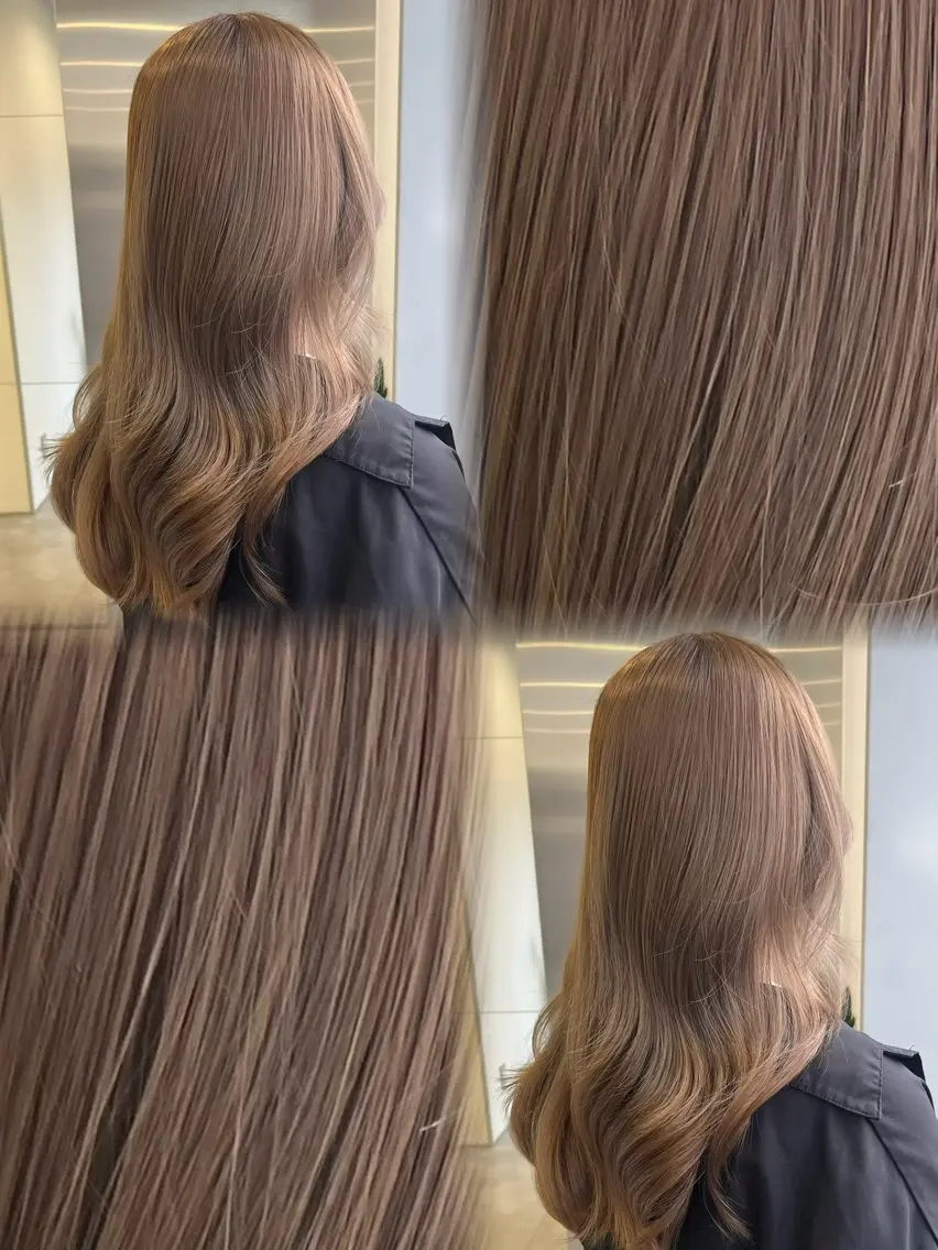 セミロング カラー ブリーチ 透明感カラー ダブルカラー ブリーチなしカラー 天野 利咲のヘアスタイル