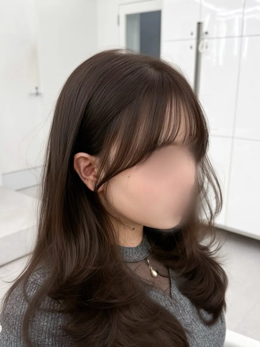 ロング カラー 透明感カラー 顔まわりレイヤー 顔周りカット ハッシュカット 髪質改善 カット ヘアカラー トリートメント 韓国ガーリーヘア🎀 Sayaka🤍のヘアスタイル