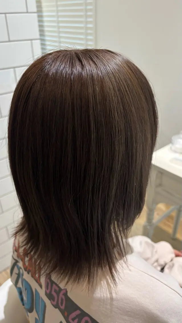 ミディアム カラー カット ヘアカラー トリートメント 似合わせ 顔周りYUUGAのヘアスタイル