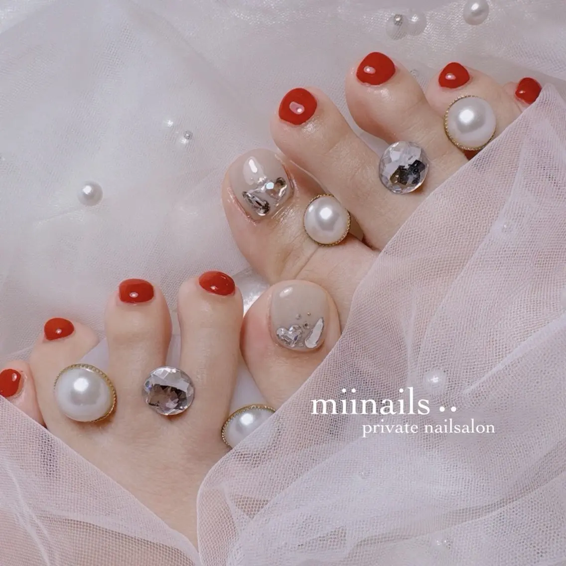 ネイル 韓国ネイル ワンホンネイル フットネイル nailsalon miinailsのネイルデザイン