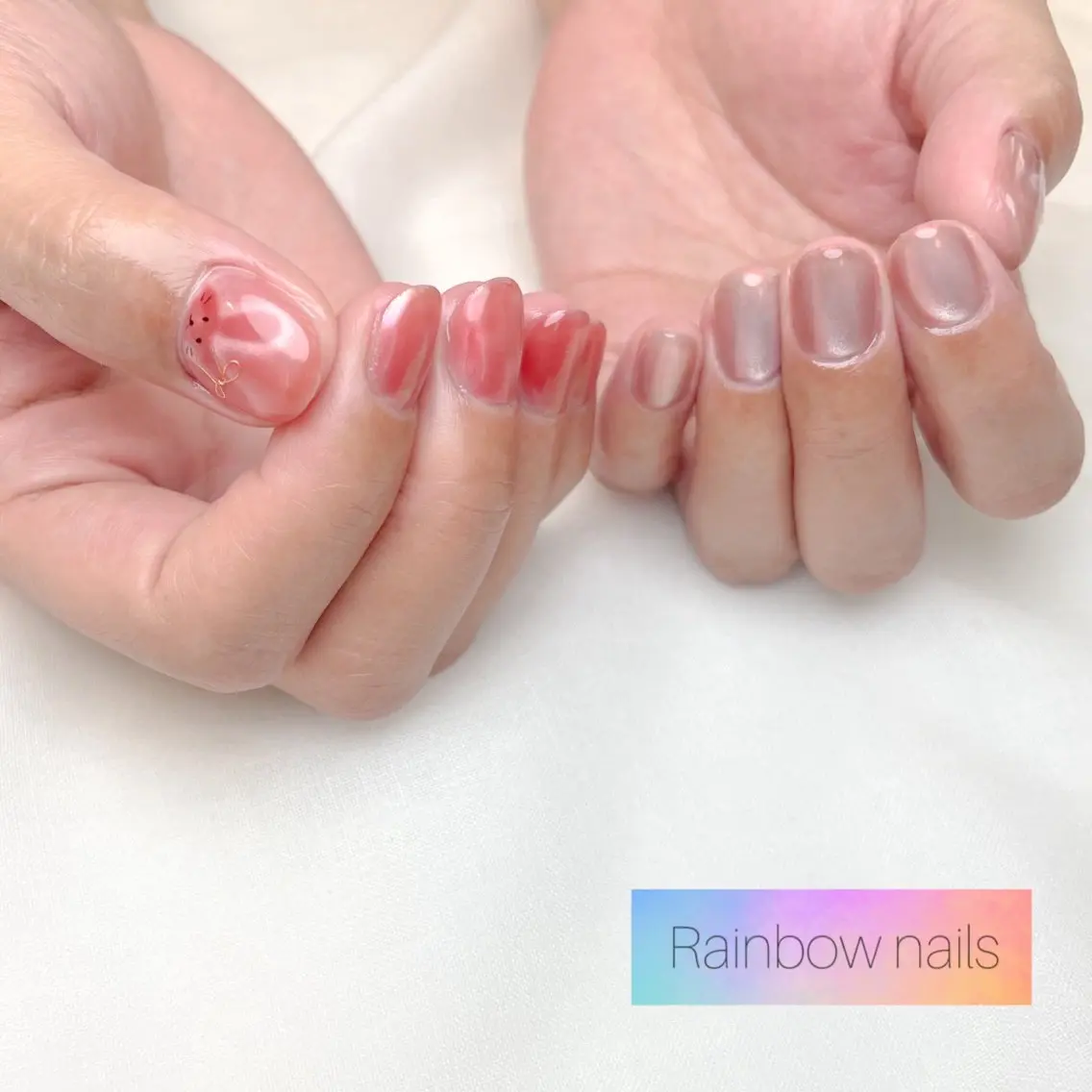 ネイル ハンドネイル Rainbow nailsくろちゃんのネイルデザイン