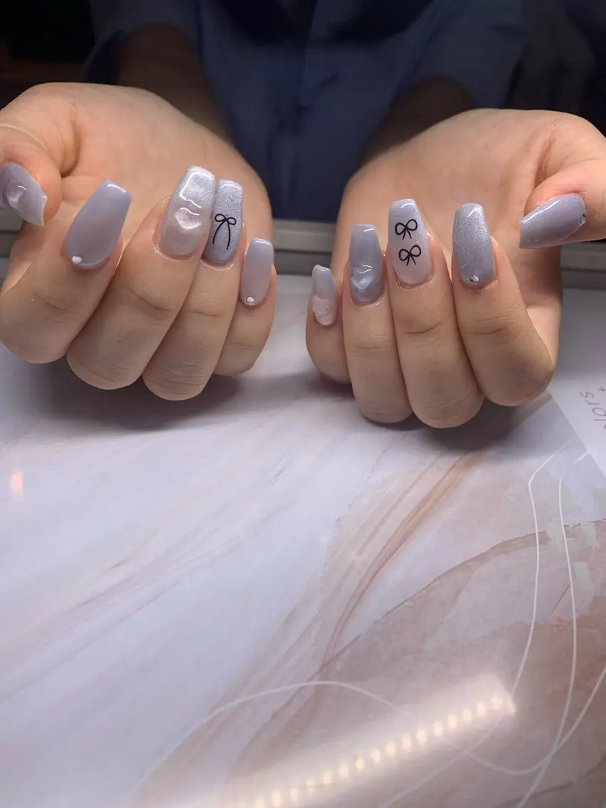 ネイル フレンチネイル ジェルネイル 韓国ネイル マグネットネイル マグネットフレンチ akina nailsのネイルデザイン