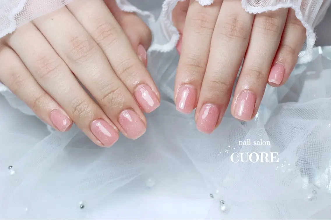 ネイル オフィスネイル ワンカラーネイル ピンク シンプルネイル 春ネイル ハンドネイル nail salon CUOREのネイルデザイン