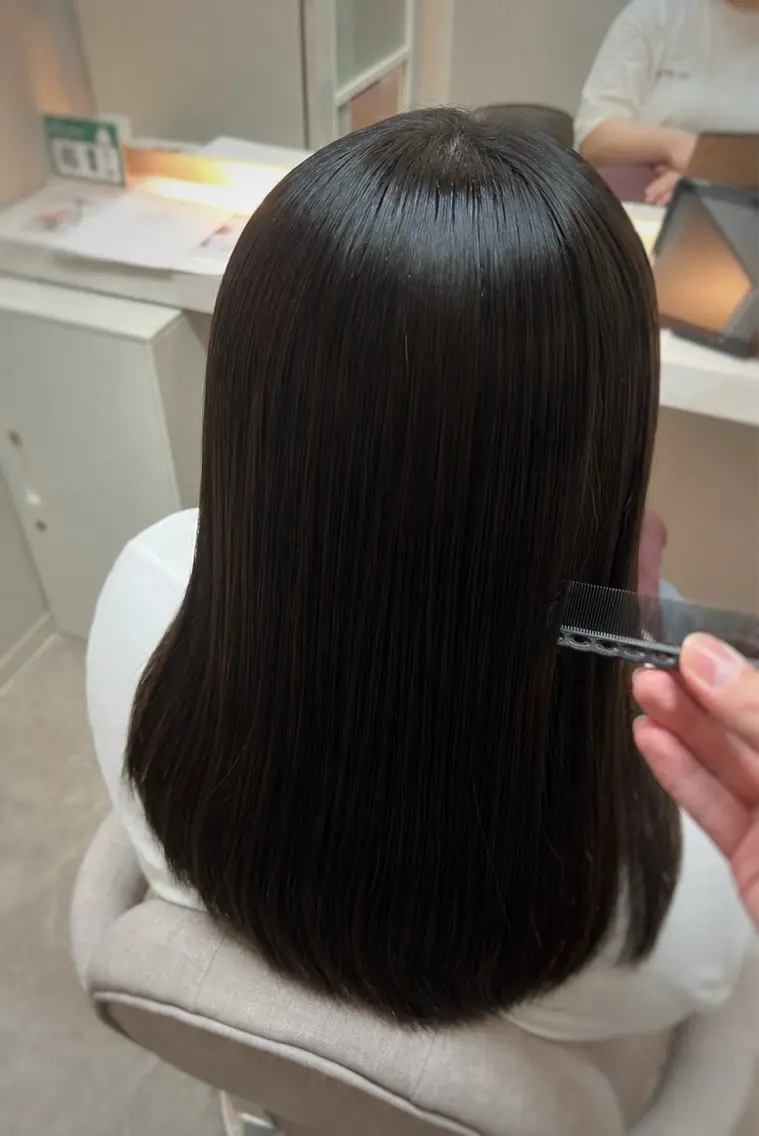 ロング カット 縮毛矯正 トリートメント オイカワ /個室/髪質改善のヘアスタイル