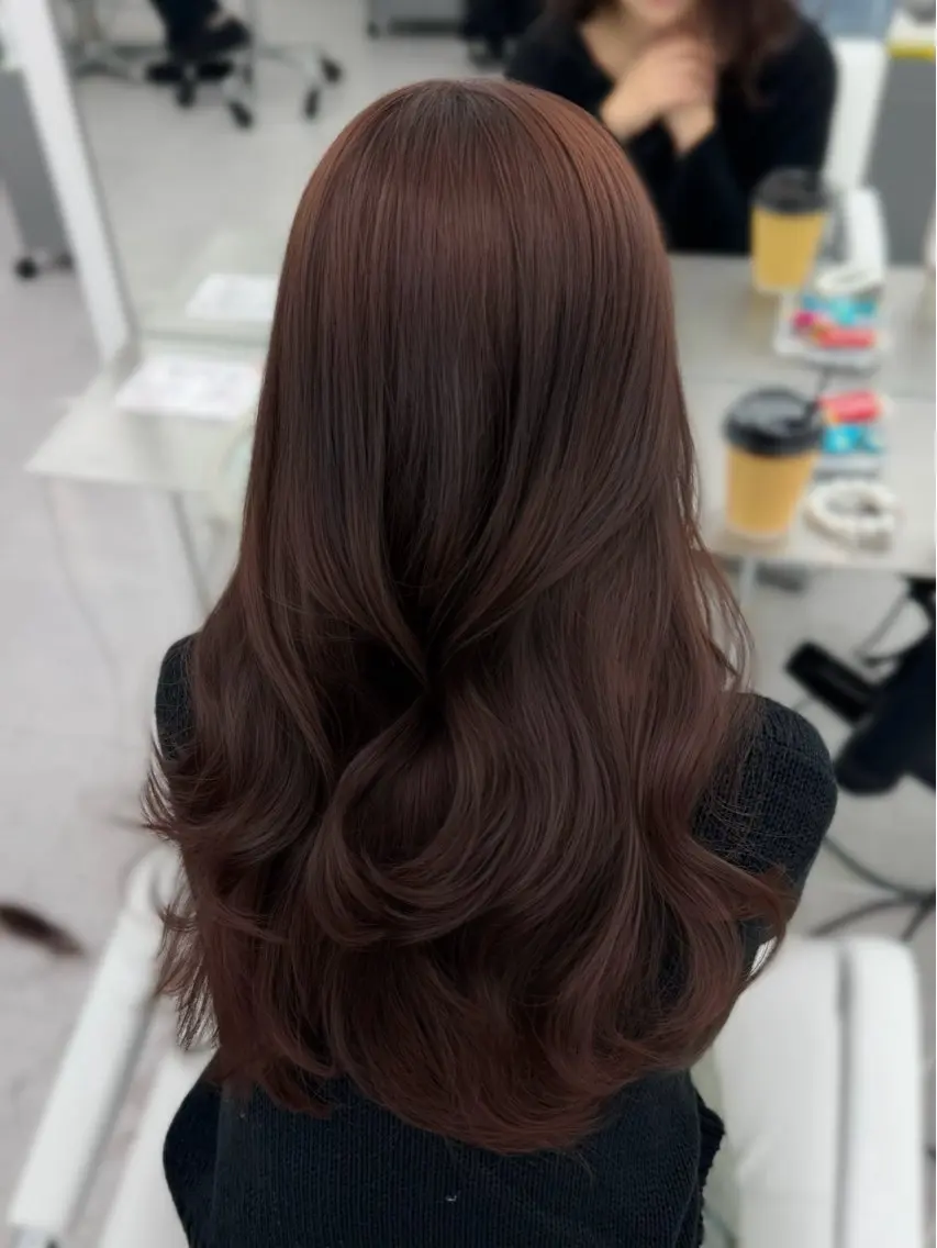ロング カラー ブラウンカラー ピンクカラー ピンクブラウン カット ヘアカラー トリートメント 韓国ヘア/顔周り ヘアセット/加藤優里のヘアスタイル