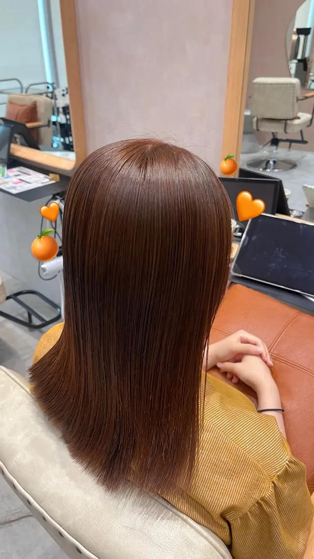 艶カラー🍊＋うる艶レブリン酸超音波✨つきトリートメントの写真